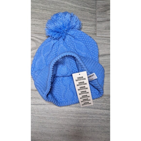 NWT URBAN OUTFITTERS Unisex Blue Wool Pom Pom Beanie Hat - Picture 5 of 5